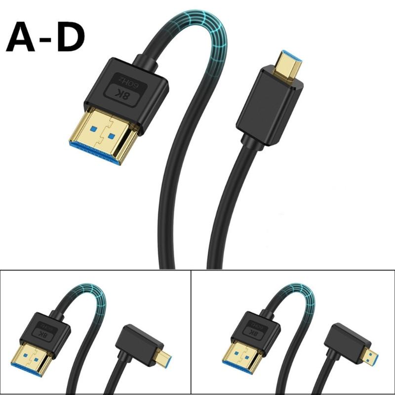 Thin Silicone 8K60hz 1080p Camera Cable Fast Speed 48Gbps 90 Degree Angle option For Cameras Tablets