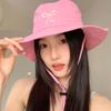 Women Quick Dry Bucket Hat Sun Protection Wide Brim Foldable Outdoor Hiking Camping Panama Cap with Bow Embroidery