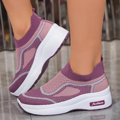 2024 SUMMER Women Fashion Mesh Platform Sneakers Breathable Lace Up Wedges Sneakers Soft Casual Travel Sports Running Shoes