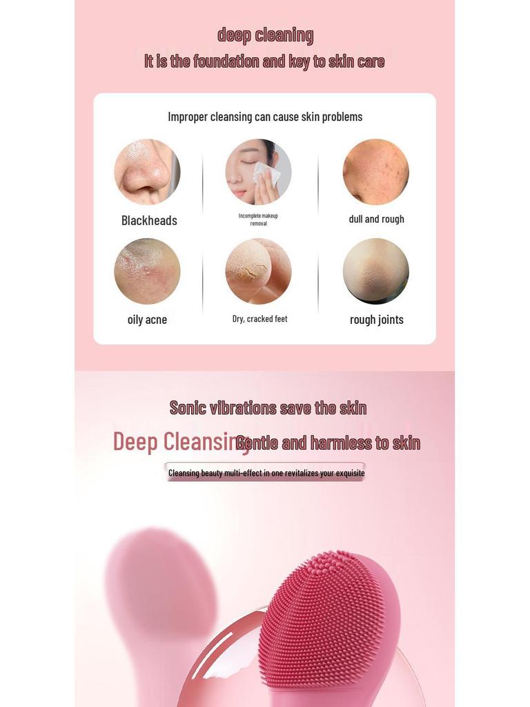 Electric Silicone Facial Cleansing Brush & Pore Cleaner