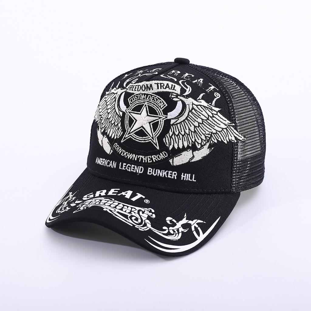 Pentagram Skull Mesh American Locomotive Cap Truck Driver Hat Breathable Baseball Cap