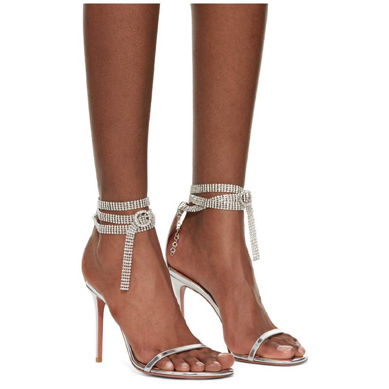 Clearance!!! Luxury Rhinestones Transparent PVC High Quality Women Pumps Sandals Summer Stiletto High Heels Party Shoes