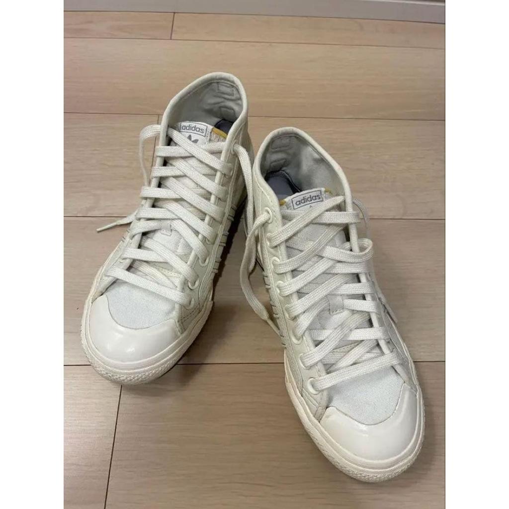 Used Adidas Nizza Hi White Sneakers Canvas Leather