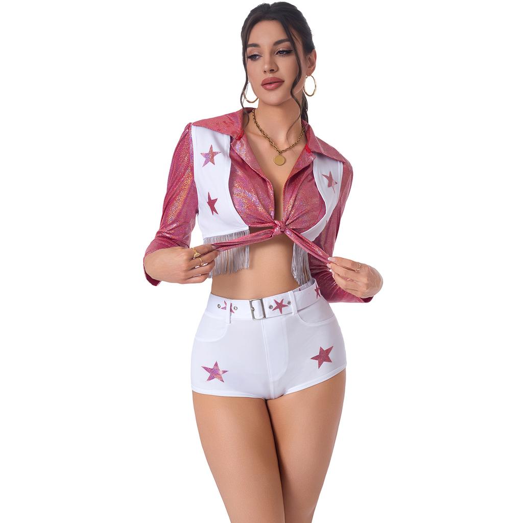CosplayM-XL American Football Baby sexy Cheerleader-Uniform, sexy Stern-Pull-Up-Kostüm, Performance-Kostüm Halloween-Kostüm