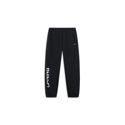 Li Ning Sports Lifestyle Serie Buchstabenlogo-Print Elastischer Bund Schmal zulaufende Strick-Jogginghose Damen Jogginghose Schwarz AYKT520-2
