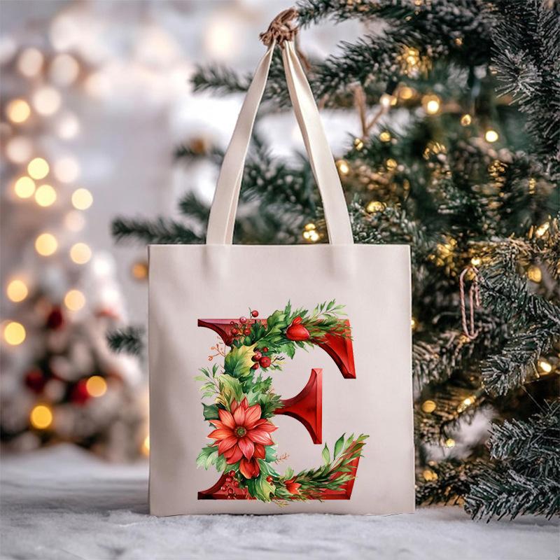 Christmas letter flower print niche trend tote bag shoulder bag