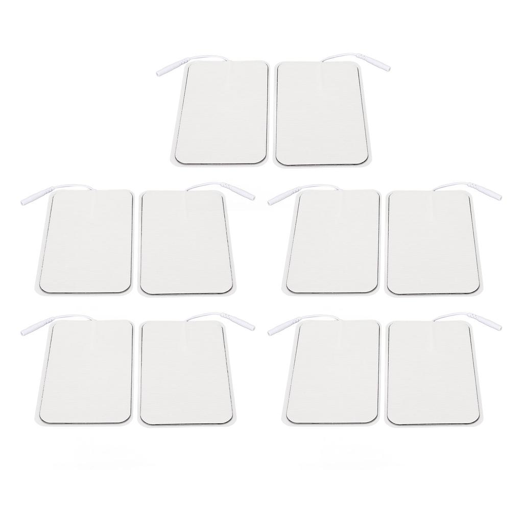 10Pcs TENS Unit Replacement Pads Rectangular Reusable Electrode Patches for Electrotherapy Muscle Stimulator Aperture