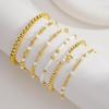 Turandoss 18K Gold Plated Beaded Stretch Initial Bracelet for Women Gifts