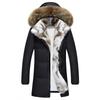 Winter Style Men Boutique Down Coat Detachable Rabbit Fur Collar White Duck Down Men's Solid Jackets Plus Size S-5XL