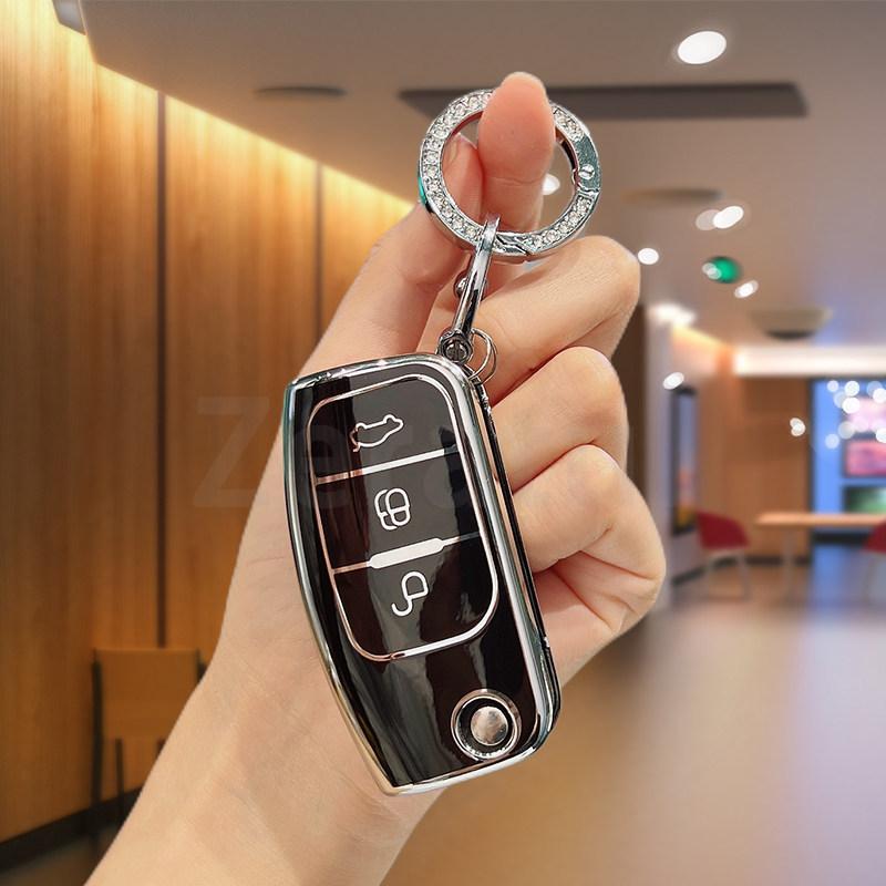 Auto Keychain Accessories For Ford S-Max Ka Mondeo Kuga Galaxy Fiesta Focus 2 3 Ecosport C-Max Tpu Car Key Case Shell Fob