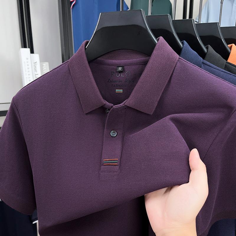 100% Cotton Men’S Short Sleeve Polo Shirt Luxury Trend Brand Simple Casual Comfortable Summer New Item Solid Color Lapel T-Shirt