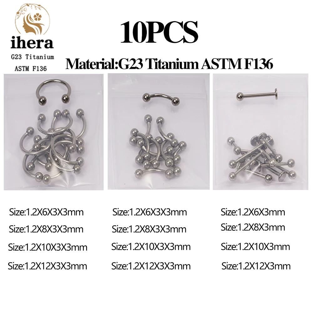 10PCS G23 Titanium Eyebrow Piercing Jewelry Nose Septum Piercing Ring C Rod 16G ASTM F136 Women Labret Lip Stud
