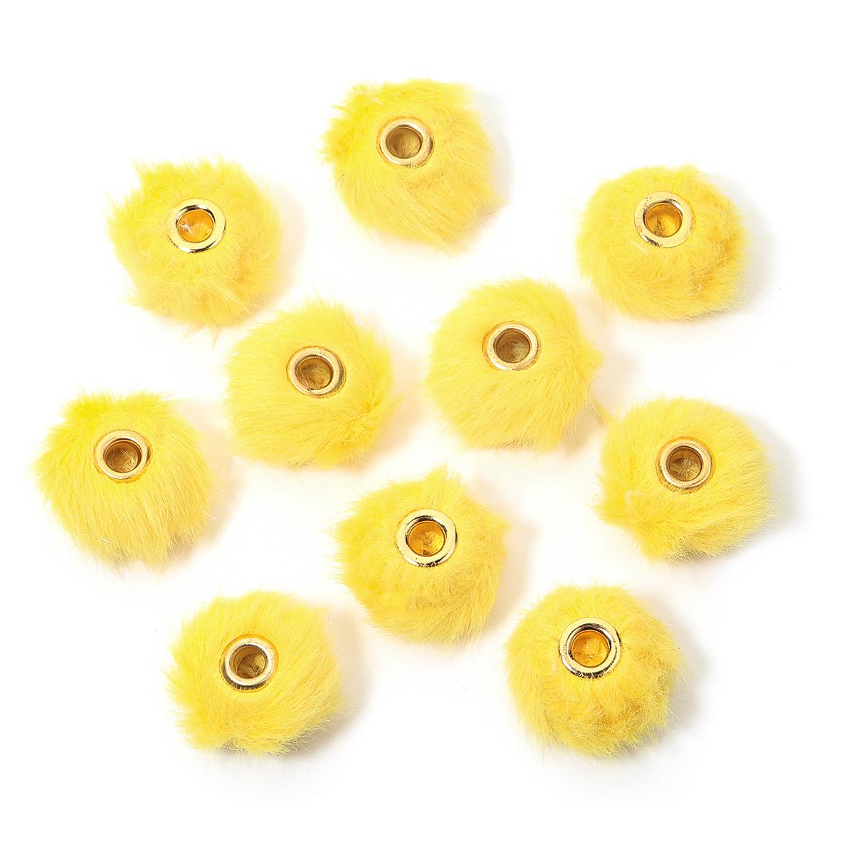 

10pcs 20mm Plush Spacer Beads Imitation Rabbit Fur Coverd Ball Beads For Jewelry Making DIY Necklace Bracelet Earrings Charms жовтий
