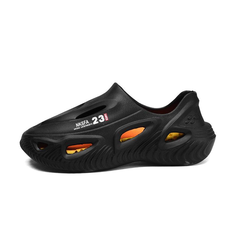 

Мужские дырчатые туфли, спортивные повседневные тапочки, нескользящие, износостойкие, с толстой подошвой, пляжные сандалии 44 чёрный