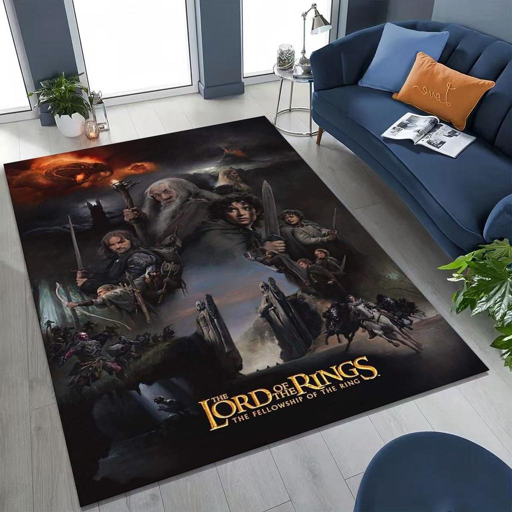 3D L-Lord of The Rings H-Hobbit Movie Board Rug for Bedroom Living Room Sofa Home Doormat Decor, Large Kids Non-slip Floor Mat