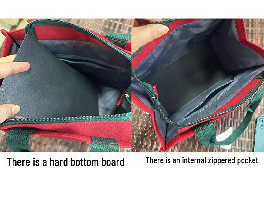 Cute Bear Canvas Lunch Tote - Large Capacity Bento Bag for Students & Moms