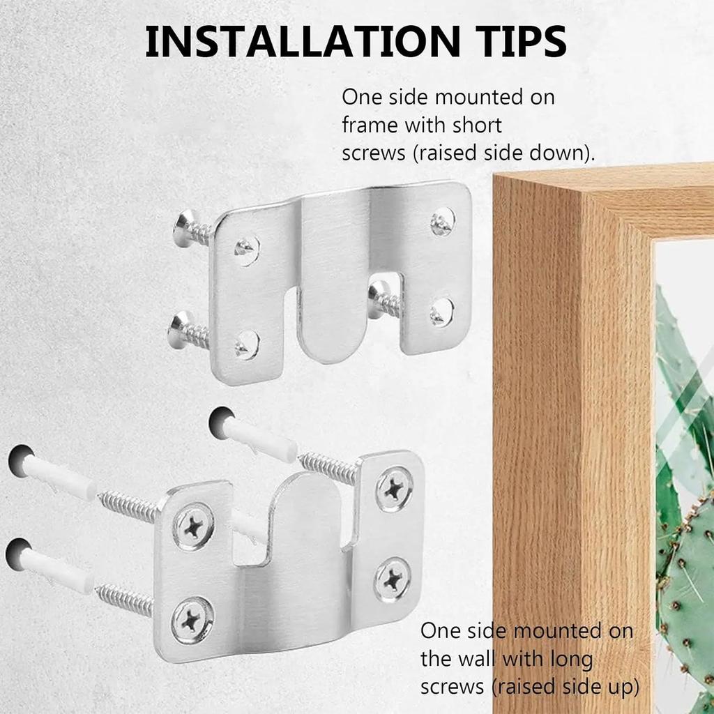 1-10Set Flush Mount Bracket Joint Hook Insert Picture Frame Hangers Interlock Hanging Buckle Stainless Steel Furniture Connector