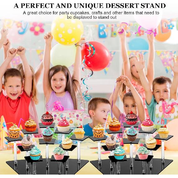 Acrylic Display Stands,10-Tier Action Figure Display Stand,Multilevel Acrylic Risers for Funko Pop Cupcake Dessert and Perfume Display,Display Risers