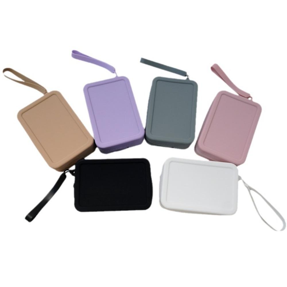 Simple Zipper Coin Purse Portable Waterproof Makeup Bag Rectangular High-capacity Earphone Bag Data Line