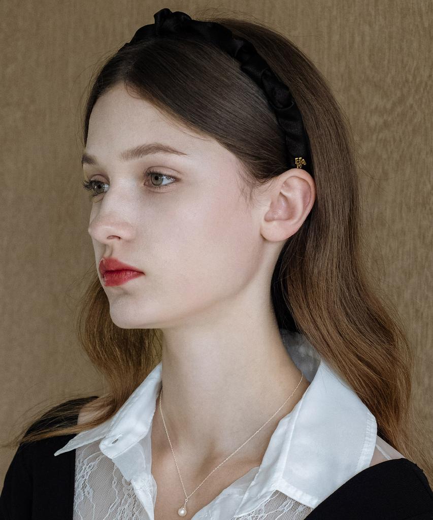Has En001 Shirring Satin Slim Hairband (2Colors)