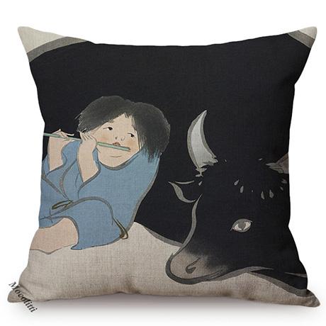 Vintage Tradition Ink Painting Design Concise Sofa Pillow Case Japans Abstract Art Room Harmony Decorative Cushion Cover