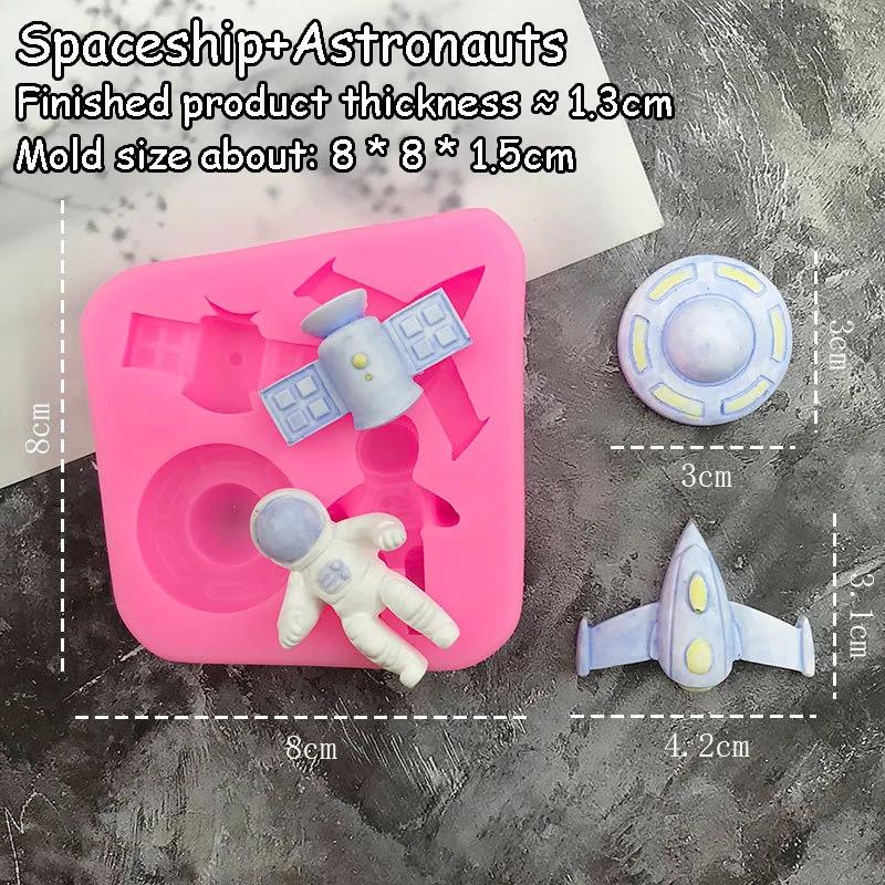 Spacecraft Silicone Mold Space Molds Astronaut Shape Silicone Mould DIY Fondant Tools Cake Decoration Supplies Cartoon Bakeware
