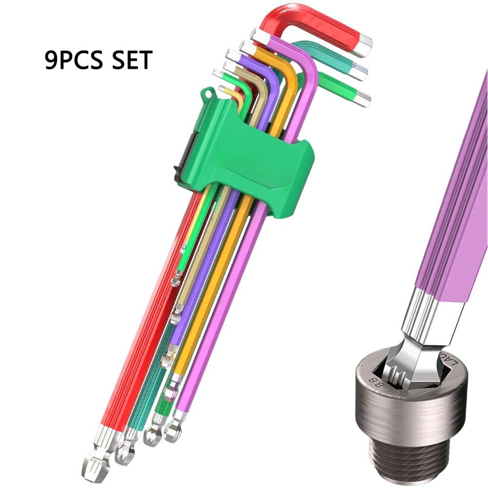 

Magnetic Tip 9 Piece L Shaped Hex Key Set for Improved Grip and Control 1.5mm 2mm 2.5mm 3mm 4mm 5mm 6mm 8mm 10mm
