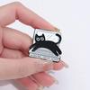 Punk Creative Black Kitten Enamel Pins Cartoon Cat Loves Work Brooch Custom Denim Lapel Badge Backpack Funny Animal Jewelry Gift