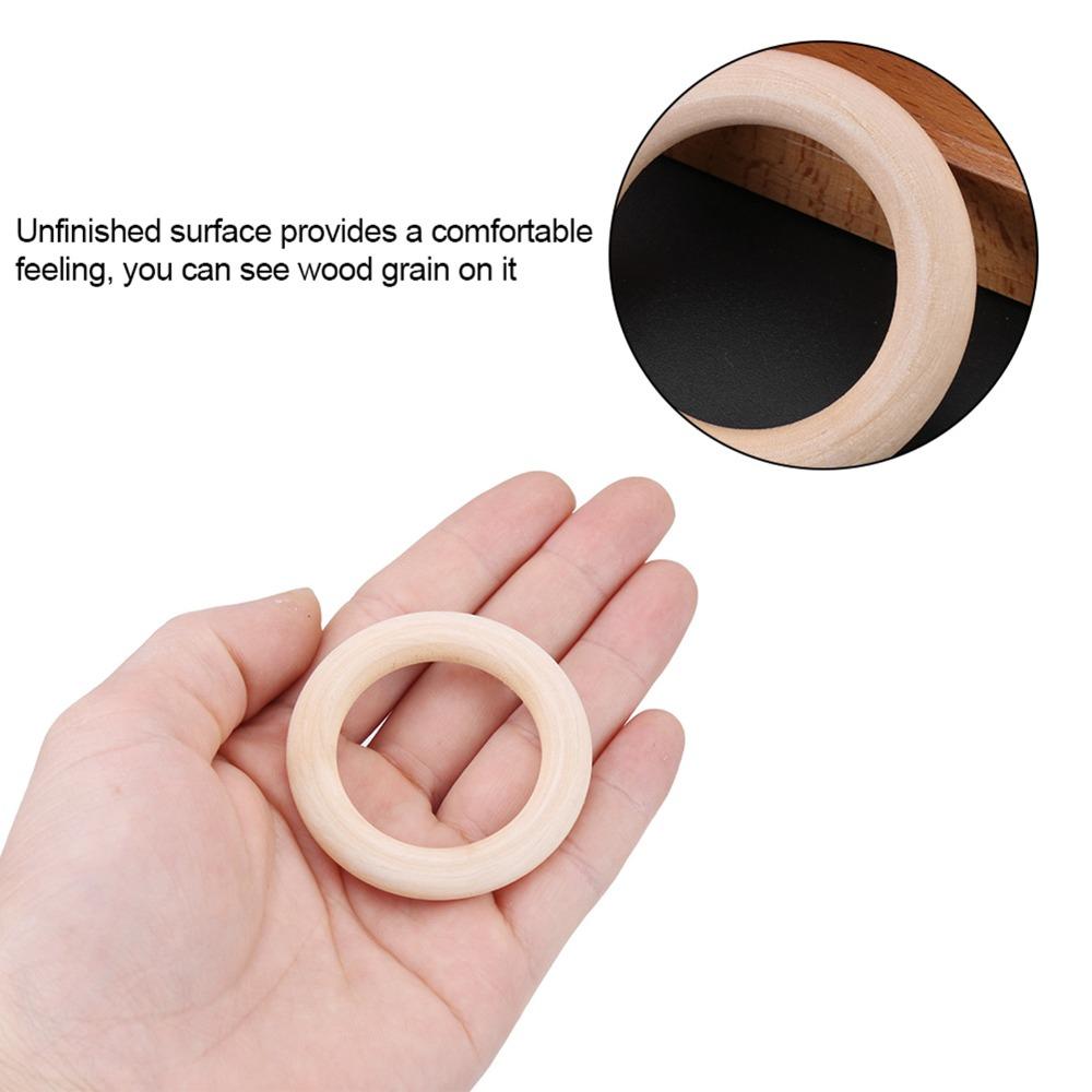 50 Stück Holz Handgefertigt DIY Holz Holzringe Unfertige Oberfläche Rund Unfertige Holzringe 50MM Holzkreise DIY Bastelbedarf