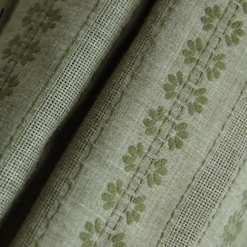 Mori Girl Spring Summer Women Cotton Linen Skirt High Waist Green Floral Printed Vintage Skirt All-Match Elegant Comfortable Skirt