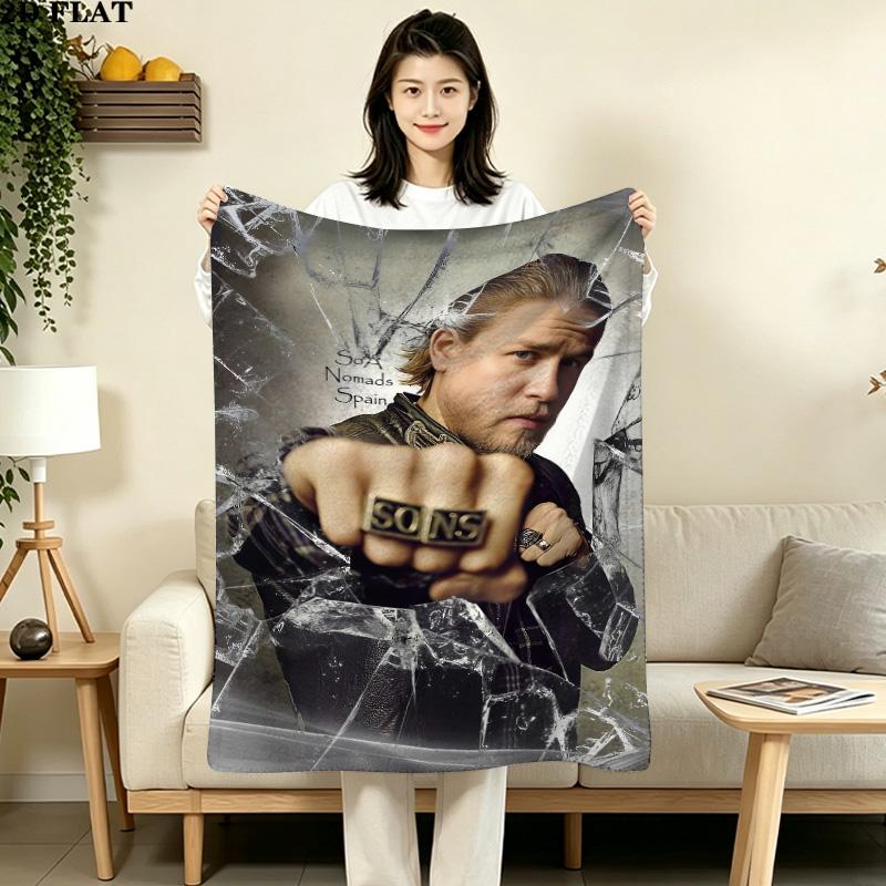 1PC Charles Matthewsons Anarchy Patterned Flannel Blanket Suitable For All Seasons For Home Decor Warmth And Comfort Gifts Holiday Present
