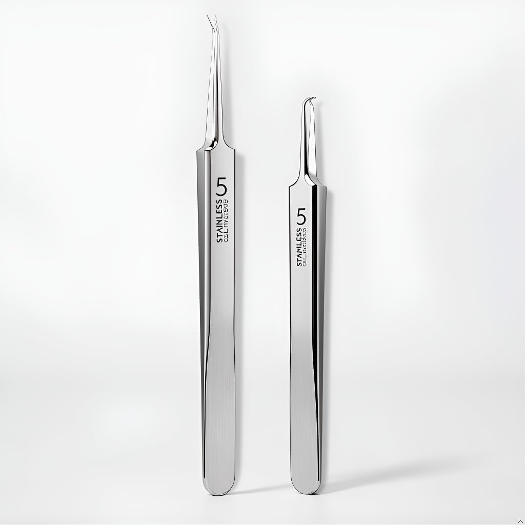 3 Pcs Professional Blackhead Tweezer Professional Facial Blackhead Remover Tweezers Precision Extractor Acne Removal Kit Pimple Popper Tool with