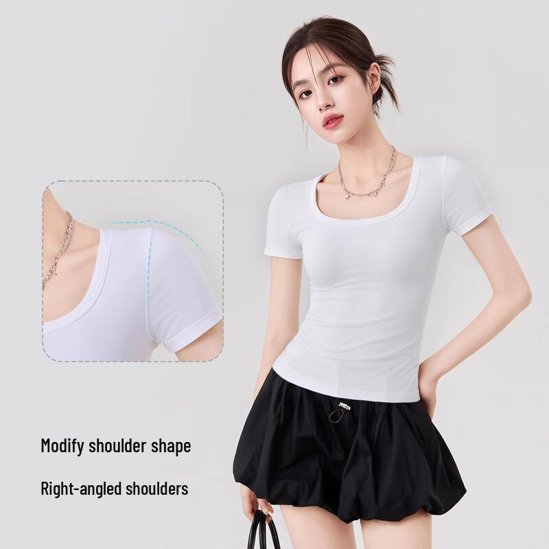 Women's U-Neck Slim Fit Short Sleeve T-Shirt