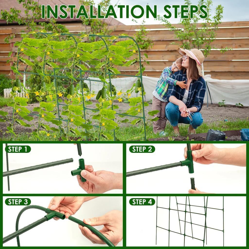 Garden U Shape Vegetable Trellis Cucumber Trellis for Raised Bed Cucumber Support Frame Metal Pea Tunnel for Climbing Plants New