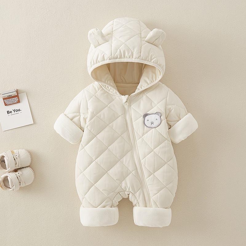 Winter Childrens Thickened Bodysuit Baby Clothes Warm Hooded Cotton Jumpsuit