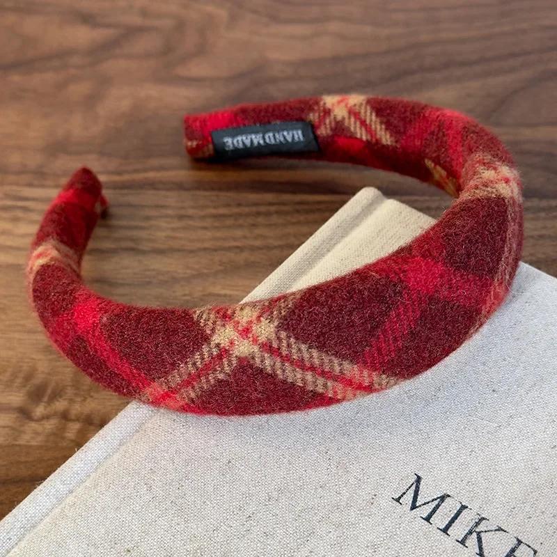Retro Rote Süße Wollstirnbänder für Frau Mädchen Temperament Haarreif Schwamm Breit Haarband Weiblich Weihnachten Haarschmuck Geschenk
