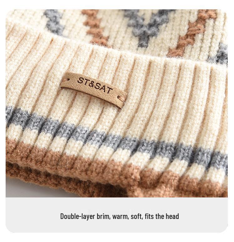 Stilvolle Retro-Strickwollmütze für Kinder für Herbst und Winter - Warm, Vielseitig, Winddicht und Ohrenschützend. Geeignet für Jungen und Mädchen.
