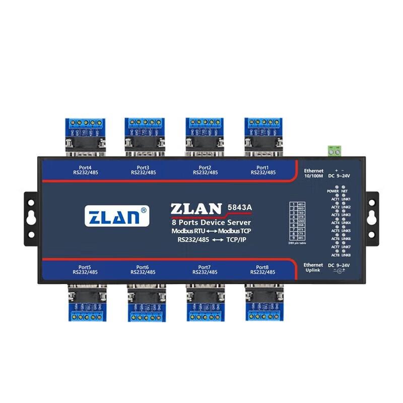ZLAN 8-Port RS232/485 To Ethernet Serial Server