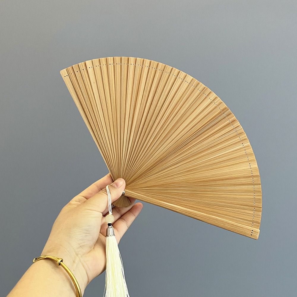Chinese Style Tassel Folding Fan Solid Color Kimono Fan Elegant Handheld Fans  Wedding Party Decor