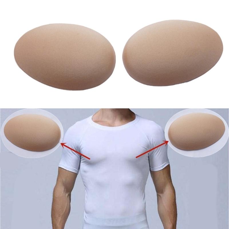 2Pcs Adhesive Mens Chest Muscle Pads Reusable Invisible Silicone Fake Chest Stickers Muscle Push-up Pads Enhancer Gifts