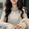 Korean Style Elegant Ruffle Collar Double-Layered Long-Sleeve Women's Autumn Shirt