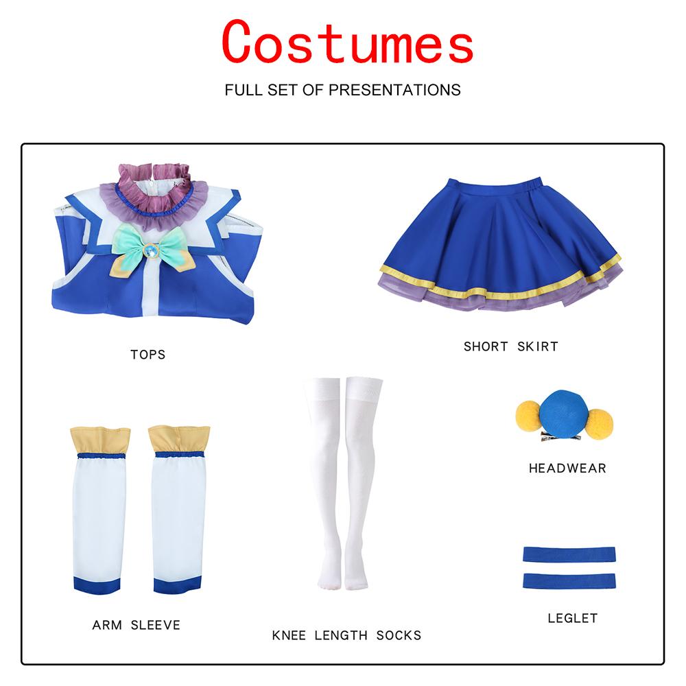 Anime KonoSuba Η Ευλογία του Θεού σε αυτόν τον Υπέροχο Κόσμο Aqua Μπλε Φόρεμα Στολή στολές anime κατά παραγγελία Aqua Cosplay Κοστούμια Περούκα