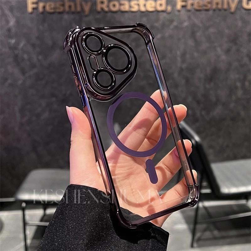 Applicable to Huawei mate70PRO mobile phone case airbag magnetic suction P80pro + electroplated four corners anti-drop mt40 protective case