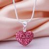 Women Rhinestone Inlaid Necklace Pendant Alloy Love Heart Chain Necklace Jewelry for Party