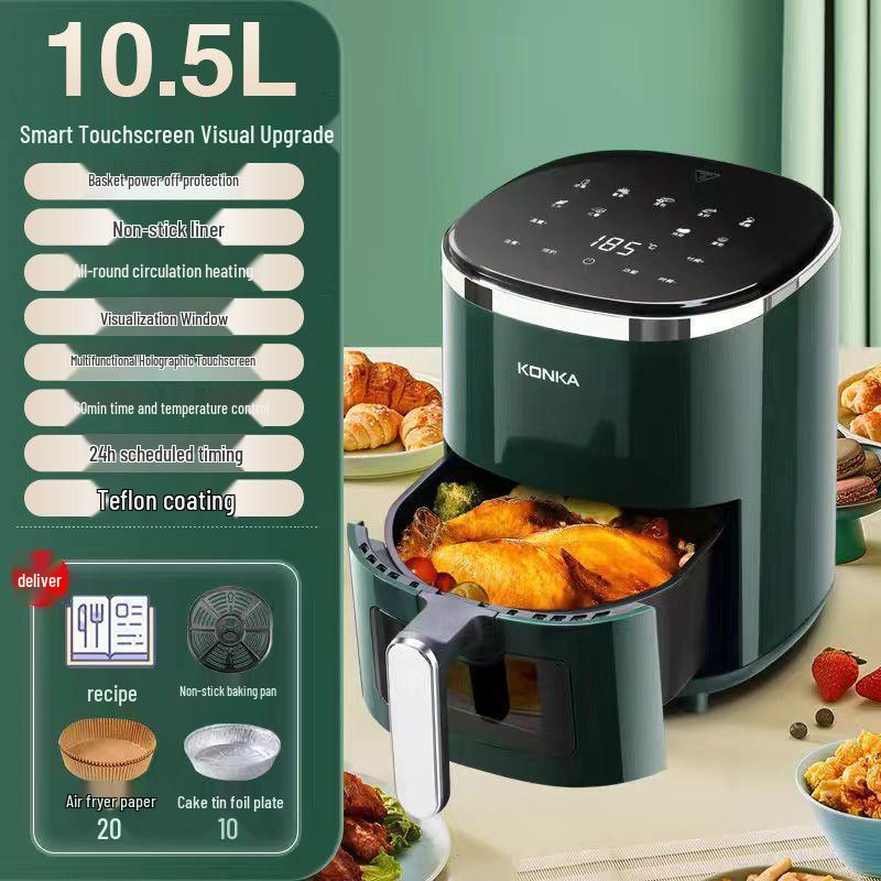 Smart Multifunctional Air Fryer Oven with Touch Screen - Oil-Free, Large Capacity