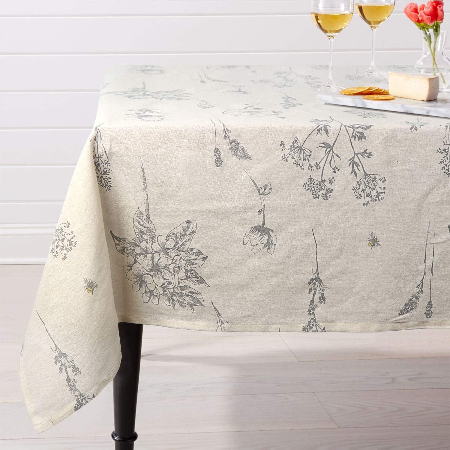 Natuurlijk Katoen Linnen Tafelkleed Rustiek Botanische Print Decoratief Tafelkleed voor Keuken Eetkamer Tuin Lente Zomer Picknick 100x140cm
