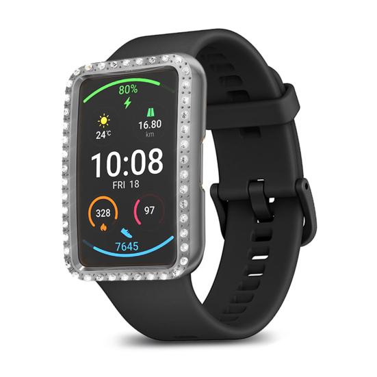 Protective Shell Rhinestone Inlaid Full Protective PC Smartwatch Protective Case for HUAWEI Watch Fit