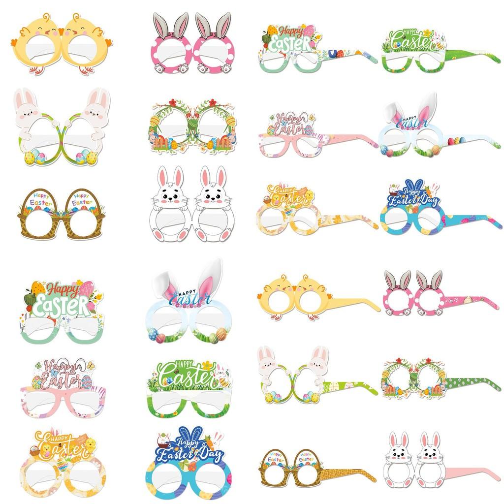 Celebration Rabbit Easter Paper Glasses Photo Prop Set For Kids Adults And