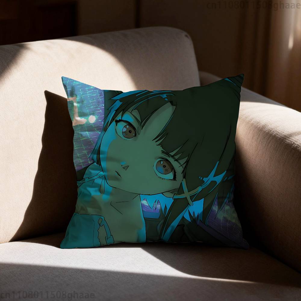 Serial Experiments Lain Pillow Case Square DoubleSided Printing Short Plush Sofa Cushion Cover Bedroom Bedside Pillow