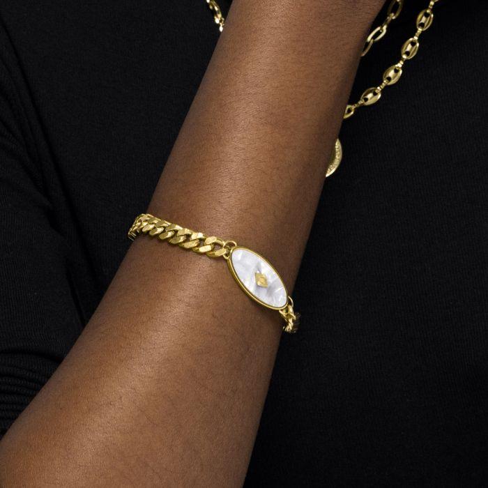 Bracelet - Luxenter - Anleh - Nacre blanche - finition or jaune 18k - 16cm + 3cm d'extension